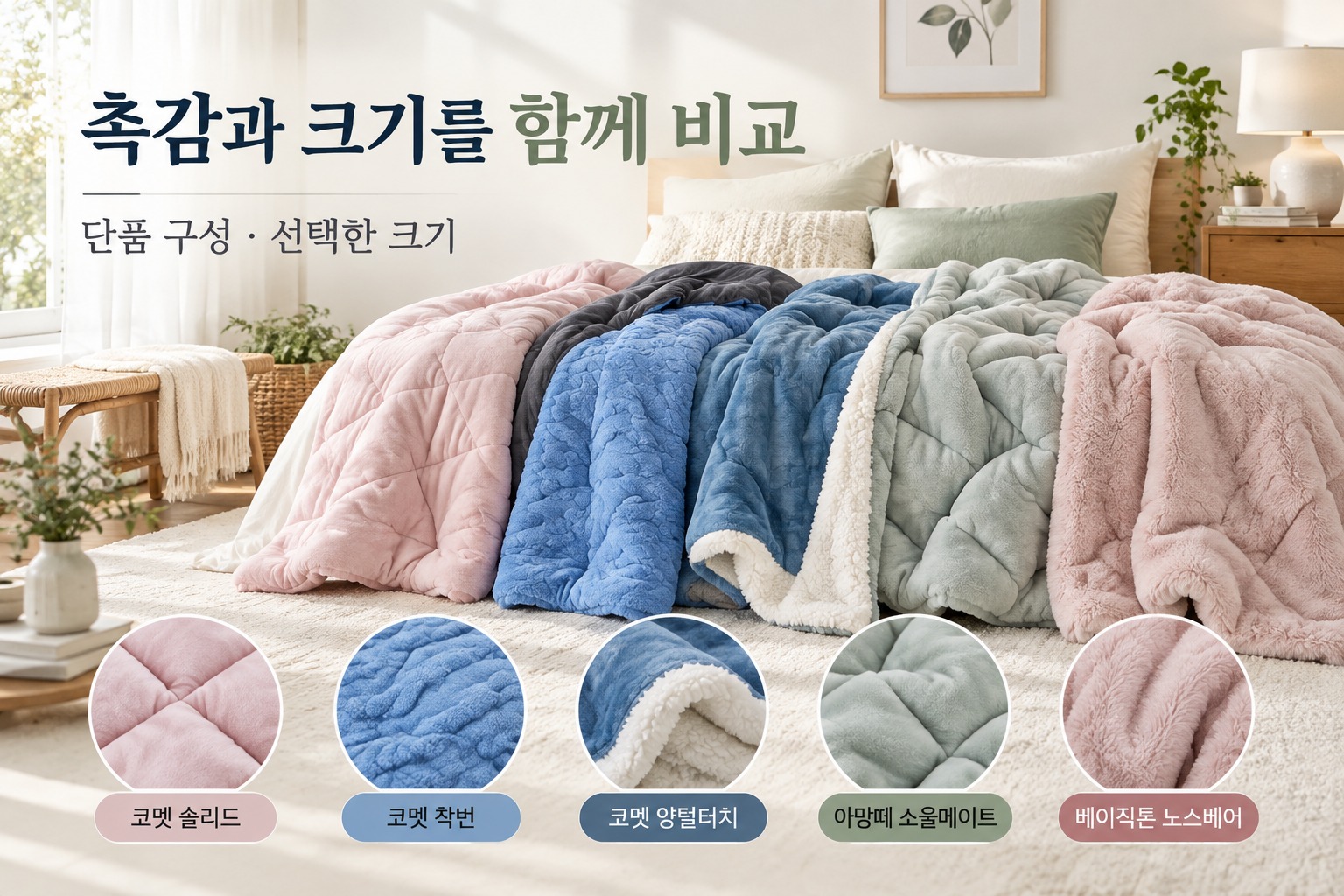 촉감과 크기를 함께 비교 · 겨울 이불 추천
