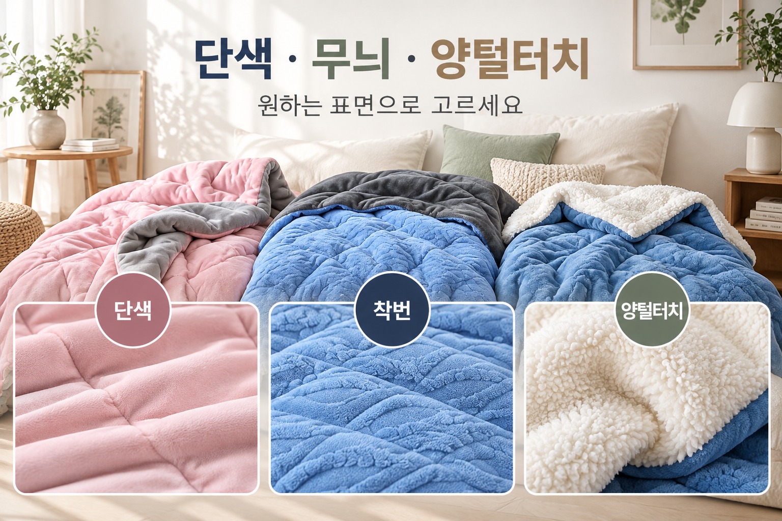 3만원 이하 겨울 이불 추천 · 단색 · 무늬 · 양털터치 · 가성비 겨울 이불 추천