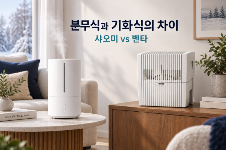 샤오미 벤타 가습기 비교 사용 상황과 제품 선택 기준을 안내하는 이미지