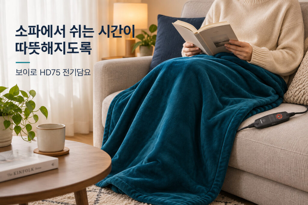 보이로 HD75 전기담요 사용 상황과 제품 선택 기준을 안내하는 이미지