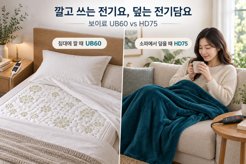 보이로 UB60 HD75 비교 사용 상황과 제품 선택 기준을 안내하는 이미지
