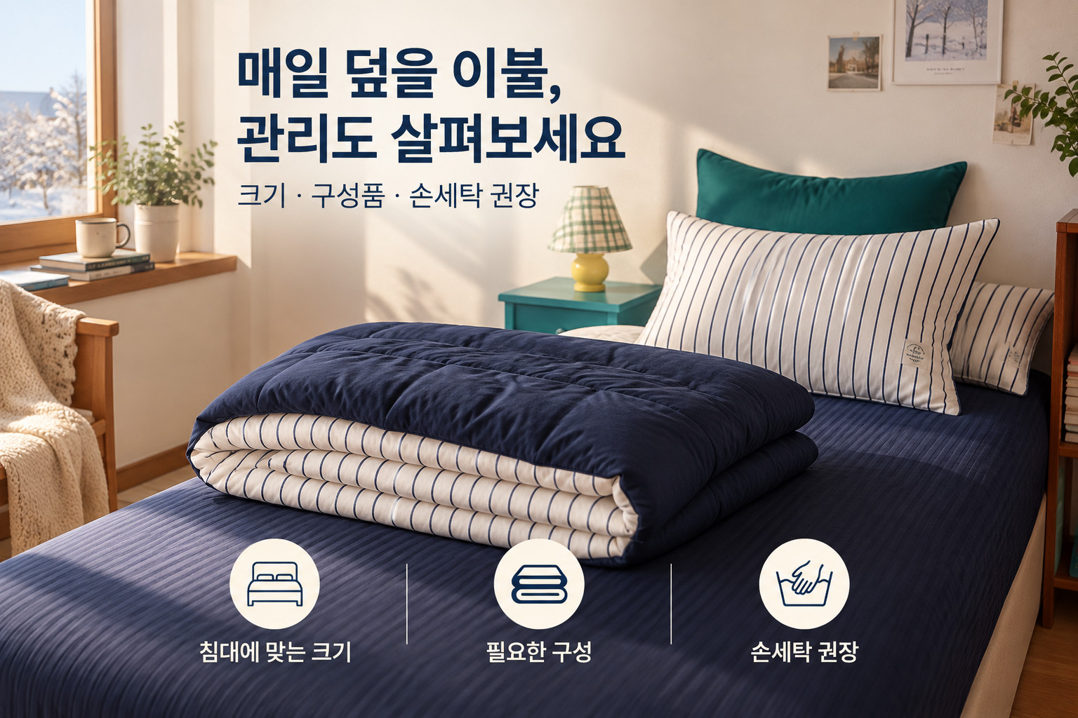 매일 덮을 이불, 관리도 살펴보세요 · 쁘리엘르 유어메이트 극세사 이불