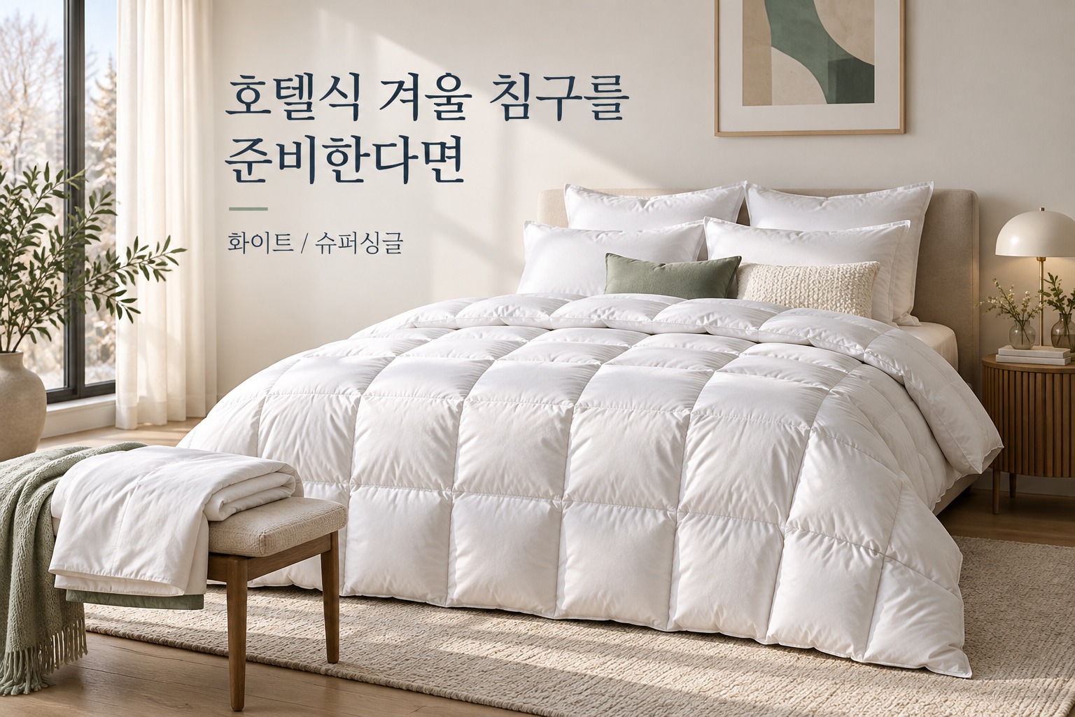 호텔식 겨울 침구를 준비한다면 · 바운티풀 겨울 구스 이불