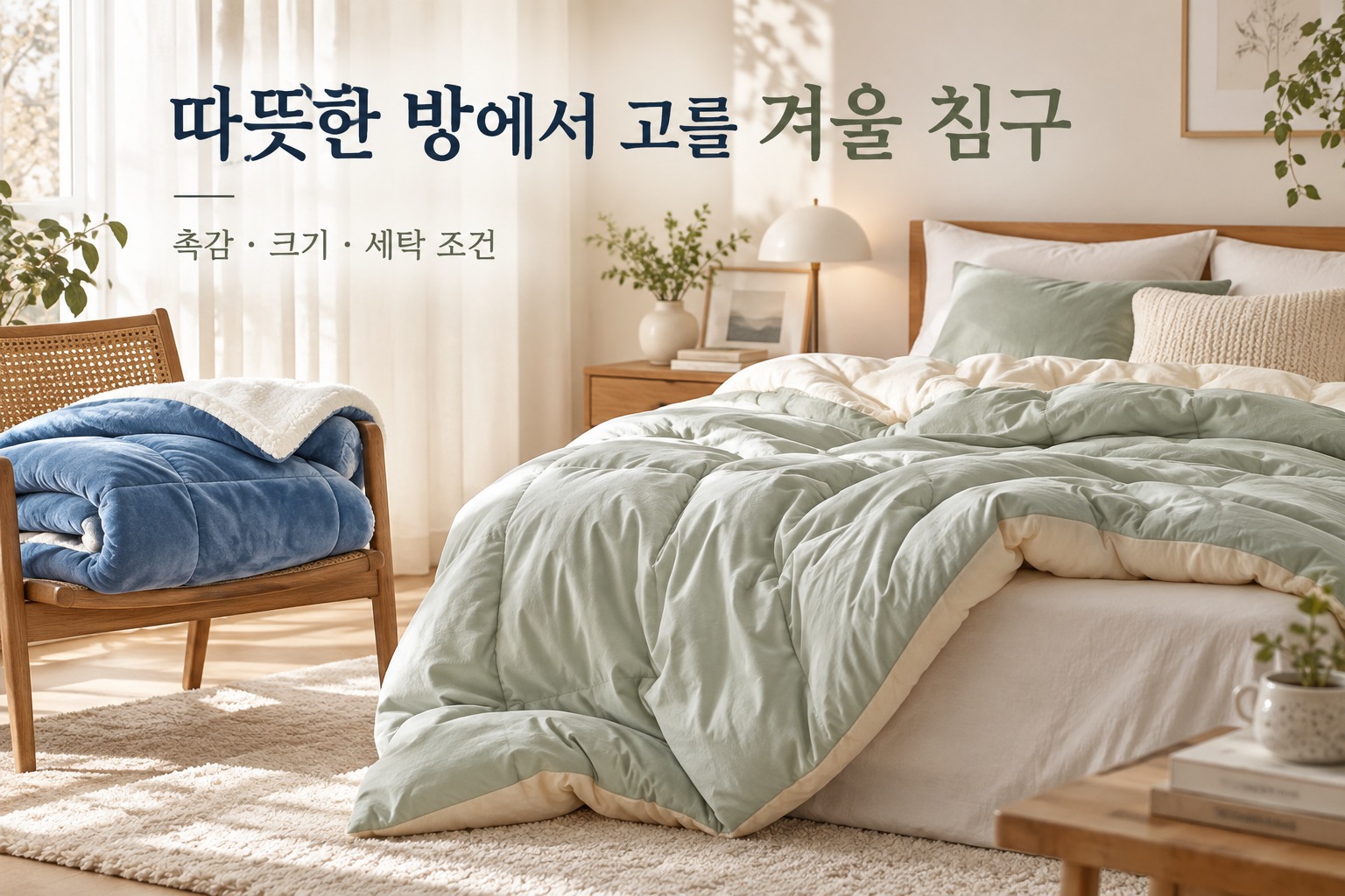 따뜻한 방에서 고를 겨울 침구 · 모달 극세사 이불 비교