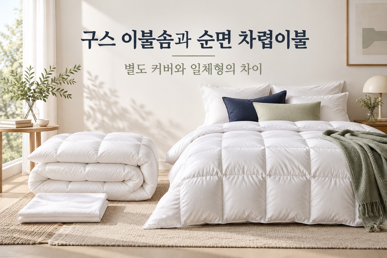 구스 이불솜과 순면 차렵이불 · 호텔식 겨울 이불 추천