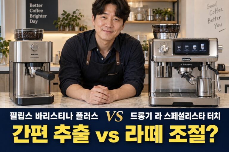 필립스 바리스티나 플러스 vs 드롱기 라 스페셜리스타 터치 경쟁사 제품 비교 AI 썸네일