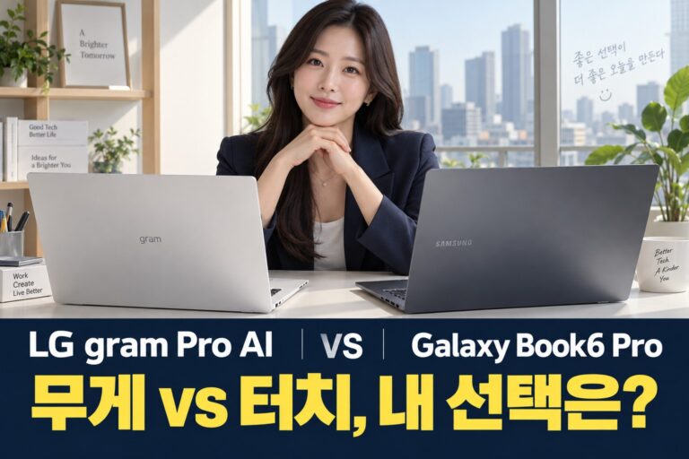 LG 그램 프로 AI vs 삼성 갤럭시북6 프로 경쟁사 제품 비교 AI 썸네일