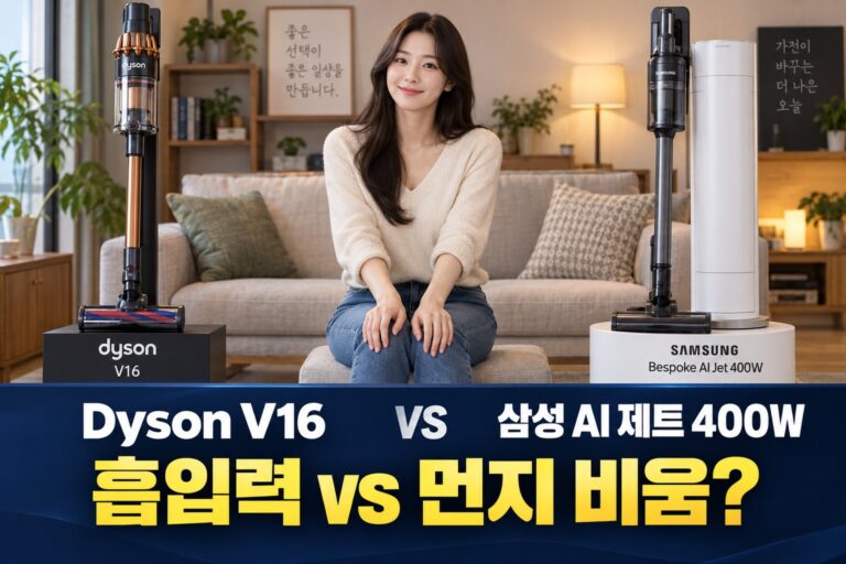 다이슨 V16 vs 삼성 비스포크 AI 제트 400W 경쟁사 제품 비교 AI 썸네일