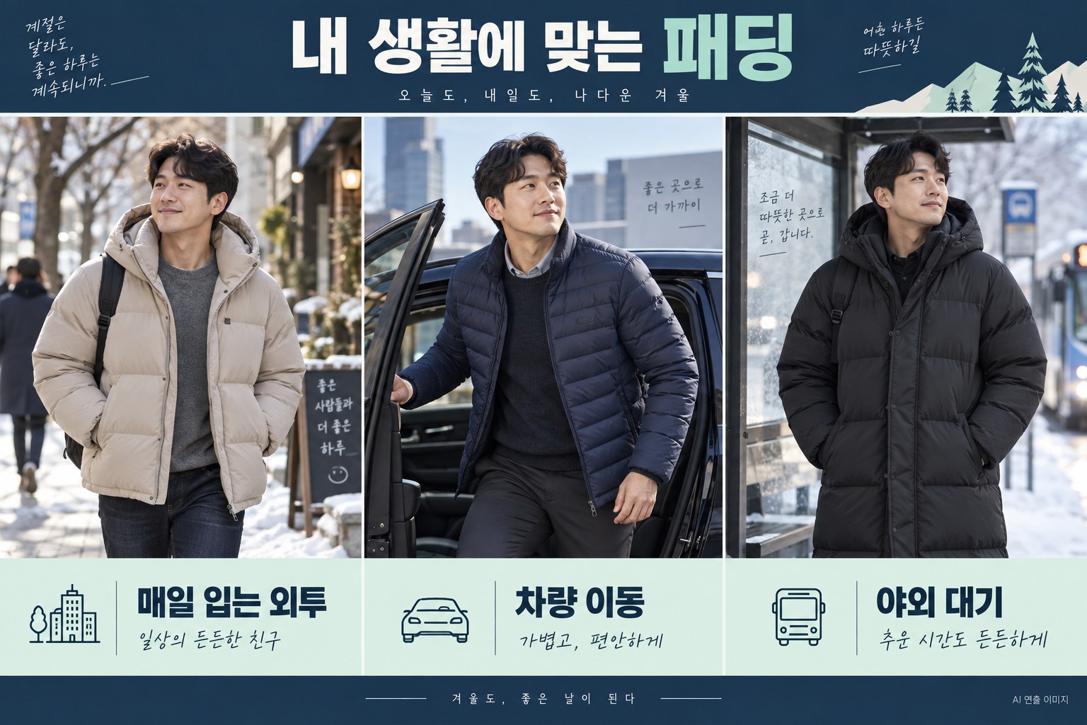 매일 입는 외투, 차량 이동, 야외 대기에 맞춘 남자 패딩 선택