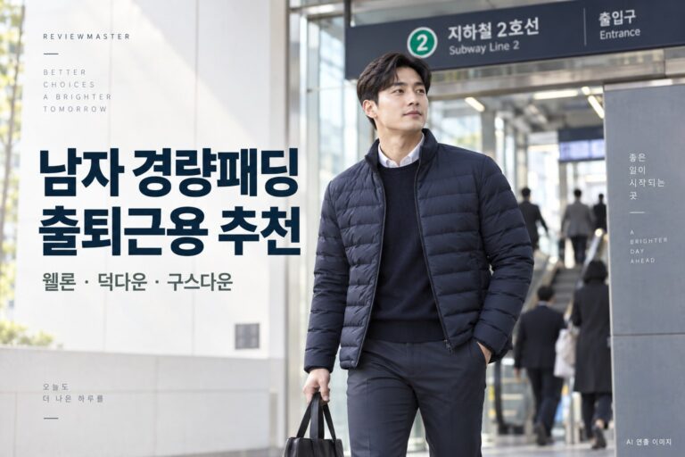 남자 경량패딩 추천: 출퇴근용 웰론·덕다운·구스다운 비교