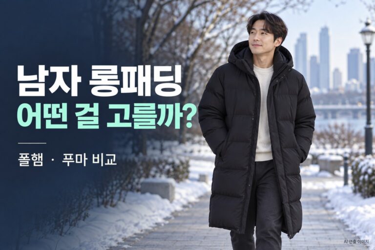남자 롱패딩 추천: 폴햄·푸마 검정 롱다운 비교